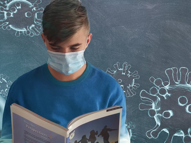 student wearing mask in classroom