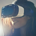 woman using virtual reality headset